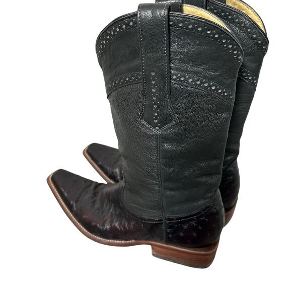 Cuadra Men\'s 7 Black Full Quill Ostrich Western Cowboy Boots Made in Mexico main image 10